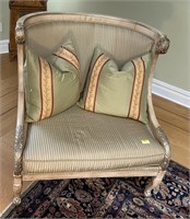 SET OF UPHOLSTERED SILK CHAIRS WITH PILLOWS