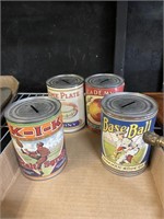 4 Bank cans meant look like sports related cans