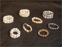 Eight (8) Pearl Stretch Rings