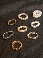Eight (8) Pearl Stretch Rings
