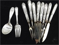 BABY SPOON & FORK STERLING / SET OF 4 SMALL