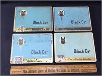 4 Black Cat Flat Fifties Cigarette tins.