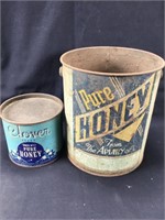 Unmarked 2 & 8lb Honey tins.