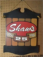 Shaw’s 25th Anniversary wooden sign, 1956-1981