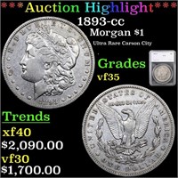 ***Auction Highlight*** 1893-cc Morgan Dollar $1 G