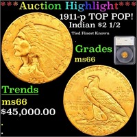 ***Auction Highlight*** 1911-p Gold Indian Quarter