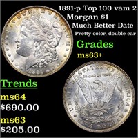 1891-p Morgan Dollar Top 100 vam 2 $1 Grades Selec