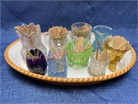 Tray of toothpick holders