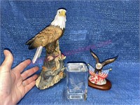 Eagle figurines & Eagle glass paperweight