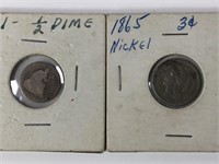 1861 Half Dime & 1865 3 Cent Coin