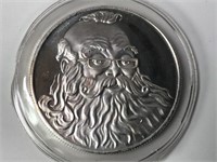 1990 1 Oz Fine Silver Santa Claus Medallion