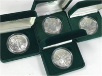 4 Boxed Cased American Eagle Silver Coins