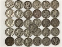 33 Silver Mercury Dimes