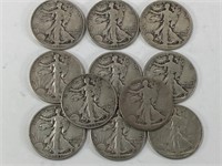 11 Standing Liberty Silver Half Dollars