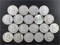 17 Franklin Silver Half Dollars