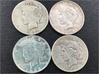 4 Peace Silver Dollars