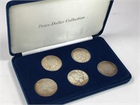 5 Peace Silver Dollar Collection in Case