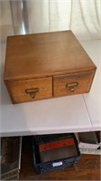 2 drawer wooden card catalog