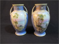 A Pair of Noritake Hand Painted Vases