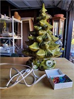 16in Vintage Ceramic Christmas Tree w/Bulbs