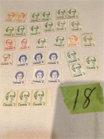 31 (1,2,3,8 cent Cdn. stamps  uncancelled no glue