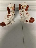 A PAIR OF 11"? LG ARTHUR WOOD STAFFORDSHIRE DOGS