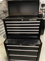 DOUBLE CRAFTSMAN TOOL BOX ON WHEELS W/SOME TOOLS