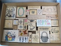 Flat of rubber stamps.