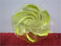 Vaseline Glass Dish Swirl