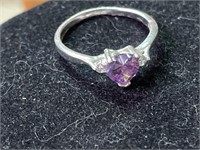 Heart Ring-Purple Stamped 925 size 7 3/4