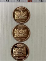 Merry Christmas 1 Ounce Copper Round Lot of 3