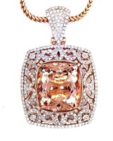 $30,700  21.53 cts Morganite & Diamond Pendant