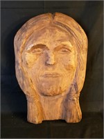 Wood Carved Face - Signed