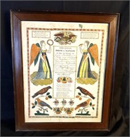 Framed 1840 Birth Certificate - Westminster, MD