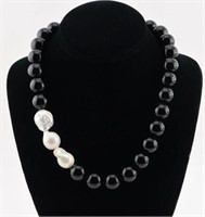 Onyx & Baroque Pearl Necklace
