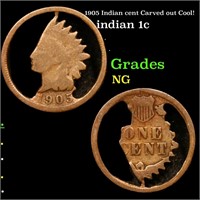 1905 Indian cent Carved out Cool! Indian Cent 1c G