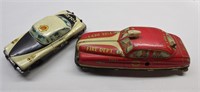 2 Tin Friction Toy Police Cars