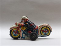 Small Tin Toy Friction Military Police Motorcycle