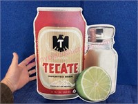 Tecate Beer tin sign 18in tall