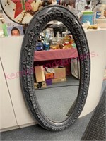 Vintage oval grey mirror