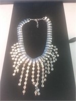 Silver tone necklace with crystals