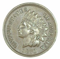 AU 1870 Pick-Axe Variety Indian Cent