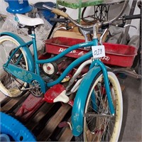 Skid with bike, wagons, trike