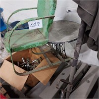 old chair, table, tent parts
