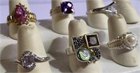 6 Fashion Cocktail Rings, Centerstone