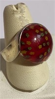 925 Millefiori Venetian Art Glass Ring