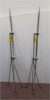 (2) 53" Vintage lightning rods with 3-leg stands