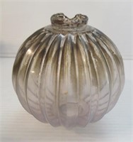 Vintage 5" round pumpkin pleat amethyst glass