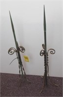 (2) 37" vintage lightning rods with Hawkeye 3-leg