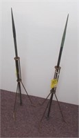 (2) Vintage 36" lightning rods with 3-leg stands.